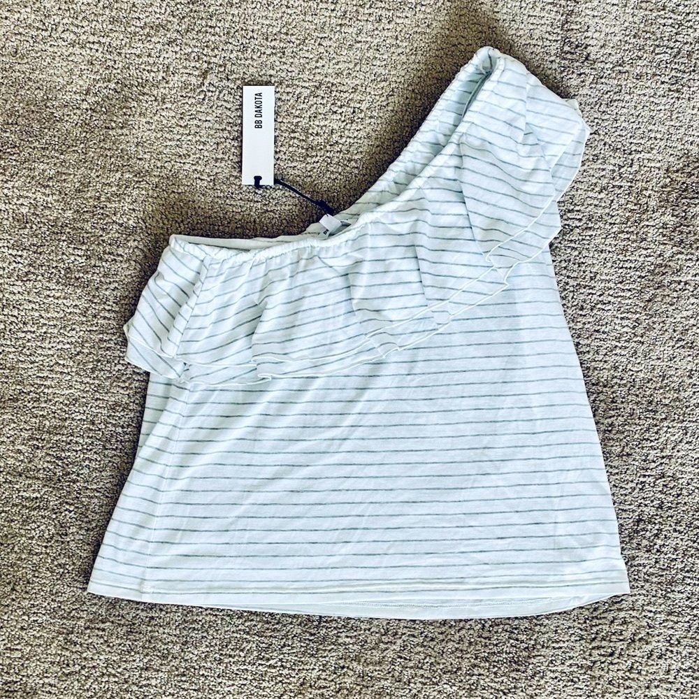 BB Dakota Blouse Off Shoulder Stripe Ruffle Tank S